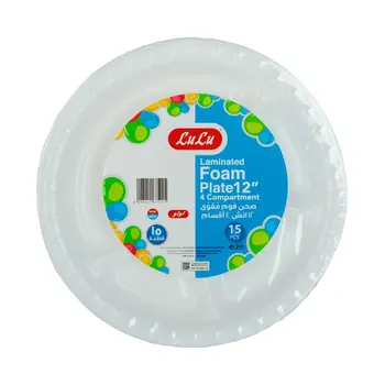 لولو صحون فوم مقوى مقسمة 4 أقسام 12 انش 15حبة