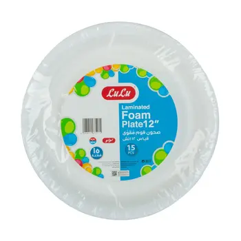 Lulu Laminated Foam Plate 12Inch 15Pieces