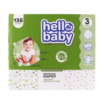Hello Baby Diaper Pants Size 3 Medium 4-9Kg Box 136Pieces