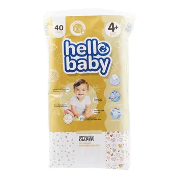 Hello Baby Jumbo Improved Diaper Size 4+ Large 10 - 15Kg 40Pieces