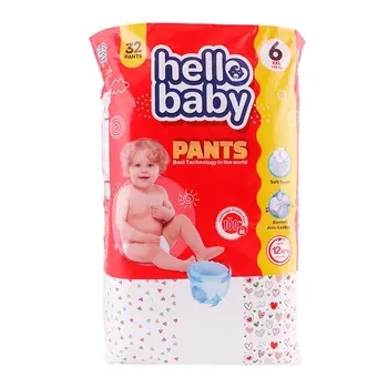 هيلو بيبي حفاضات كلوت مقاس 6 إكس إكس لارج 18+كيلو 32حبة