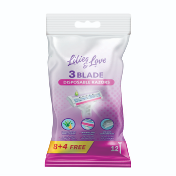 Lilies & Love Razors Disposable 3 Blades 12Pieces