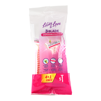 Lilies & Love Razors Disposable 3 Blades 4+1Pieces 1Packet