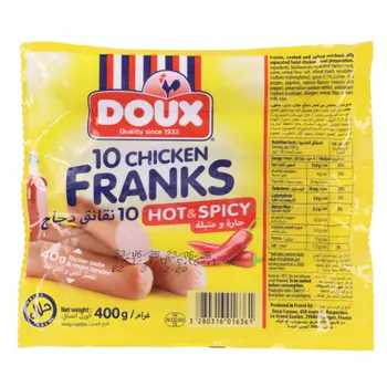Doux Hot & Spicy Chicken Franks 400g