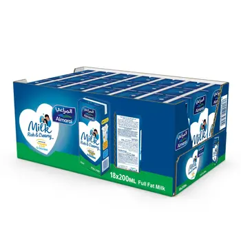 Almarai Uht Milk Full Fat Added Vitamins 18×200Ml