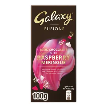 Galaxy Fusions Dark Chocolate with Raspberry Meringue Bar 100g