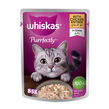 ويسكاس بورفيكتلي طعام قطط دجاج إنتريه في المرق 85جرام