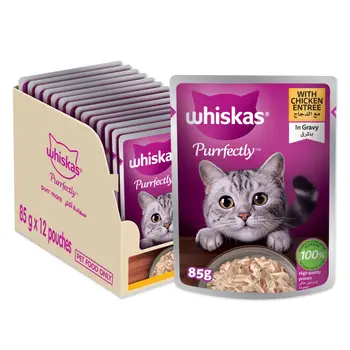 Whiskas Purrfectly Cat Food Chicken Entrée in Gravy 12×85g