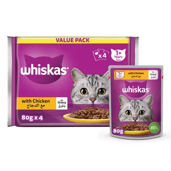 Whiskas Chicken in Gravy Wet Cat Food 4×80g