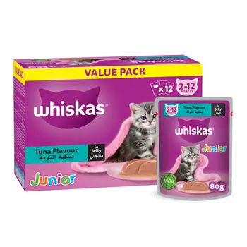 Whiskas Junior Tuna in Jelly Wet Kitten Food 12×80g
