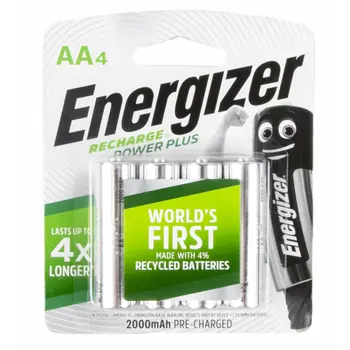 انرجايزر بطارية جافة قابلة للشحن بور بلس AA ٤ قطع