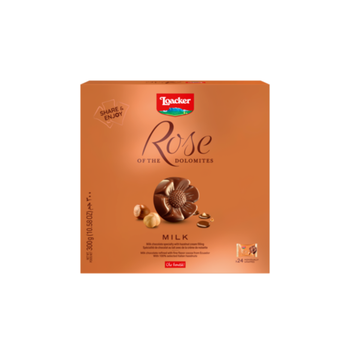 Loacker Rose of the Dolomites Milk Chocolate with Hazelnuts 300g