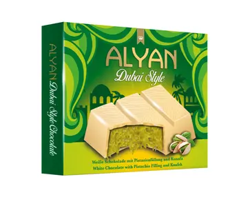 عليان دبي كنافة مقرمشة وشوكولاتة بالفستق شوكولاتة بيضاء 100جرام