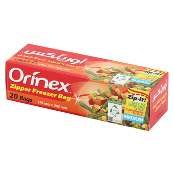 Orinex Zipper Freezer Bags Medium 20 Pack