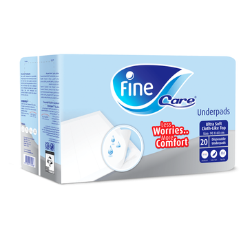 فاين كير مفارش طبية للإستعمال مرة واحدة مقاس 90 - 60 سم للبالغين 20قطعة