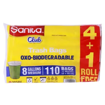 سانيتا كلوب أكياس نفايات قابلة للتحلل 8 جالون 110كيس
