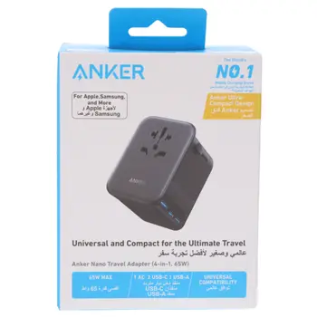 أنكر نانو محول السفر 4 في 1 أسود 1قطعة