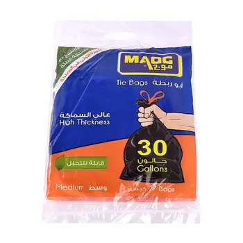 موج اكياس نفايات ابو ربطة  30 جالون مقاس وسط 27كيس