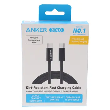 أنكر كابل USB-C إلى USB-C مترين 240 واط أسود 1قطعة