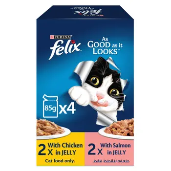 Purina Felix Chicken & Salmon Jelly Cat Food 4x85g
