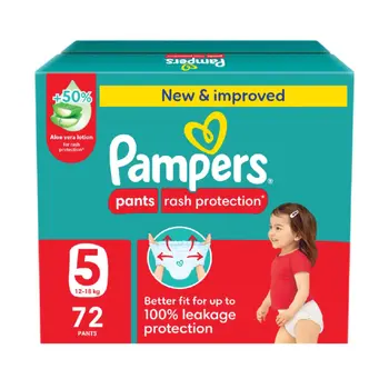 Pampers Rash Protection Pants, Size 5 (12-18Kg) 72Pieces