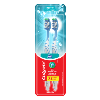 كولجيت فرشاة أسنان ماكس وايت وسط 1 + 1 مجانًا