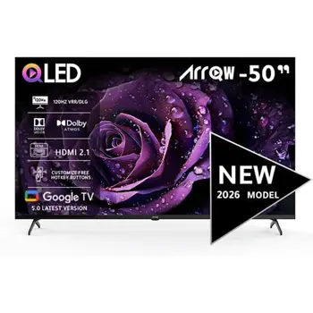 اركيو تلفزيون جوجل QLED 4K مقاس 50 بوصة (5.0)، ذاكرة رام 2 جيجابايت، 120 هرتز وسعة تخزين 16 جيجابايت 1قطعة