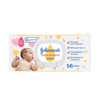 Johnson's Extra Sensitive Baby Wipes Fragrance-Free 56 Pieces