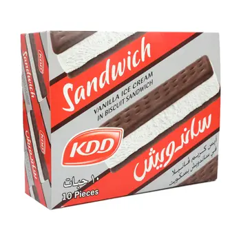 كي دي دي ايس كريم فانيلا في ساندويش بسكويت 10قطعة
