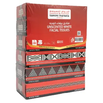 Tamimi Markets Since 1979 Unscented White Facial Tissue 2Ply 80×6Packets