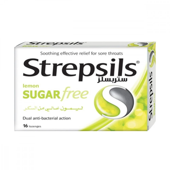 Strepsils Sugar-Free Lemon Lozenges 16 Pieces