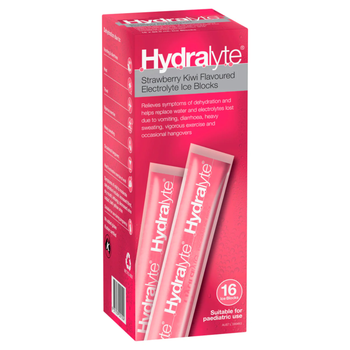 Hydralyte Strawberry Kiwi Electrolyte Ice Blocks 62.5ml
