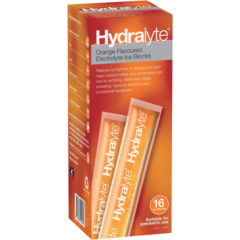 Hydralyte Orange Electrolyte Ice Blocks 16x62.5ml