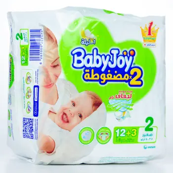 بيبي جوي حفاضات الحشوة الماسية المضغوطة مقاس 2 صغير 3.5-7كيلو 15قطعة