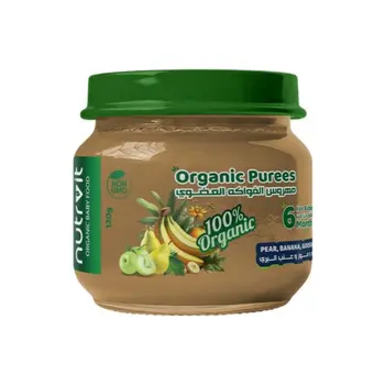 نيوتري فيت مهروس عضوي كمثرى موز وعنب +6اشهر 120جرام