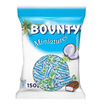 باونتي شوكولاتة مينياتشورز محشو بجوز الهند الطري بالحليب 14لوح 150جرام