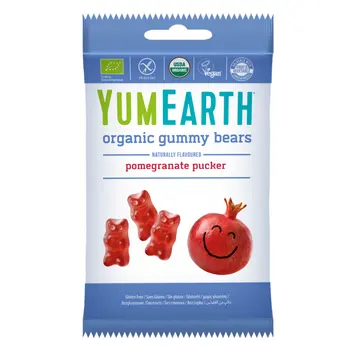 Yumearth Organic Pomegranate Pucker Gummy Bears 50g