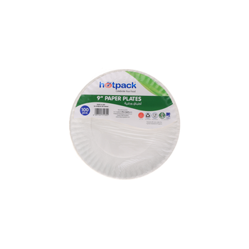 Hotpack White Disposable Paper Plates 100Pieces