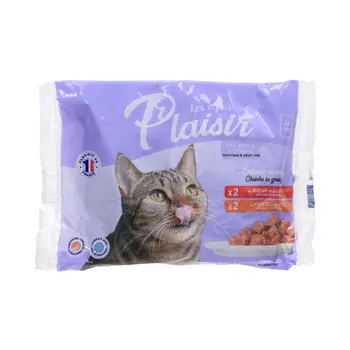 بلازير عبوة طعام قطط دجاج ولحم بقري 4×85جرام