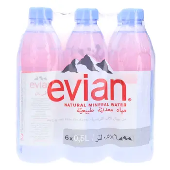 Evian Natural Mineral Water 6x500ml