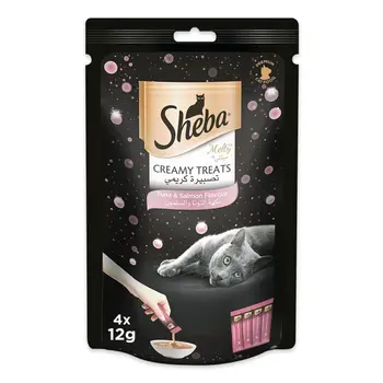 Sheba Cat Food Melty Tuna & Salmon Flavor Creamy Treats 4×12g