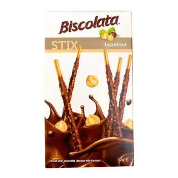 أمادا استيكس أعواد بسكويت بالبندق مغطاة بالشوكولاتة 32جم