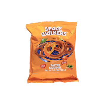 رواد الفضاء مقرمشات البريتزل بنكهة الكراميل مغطاة بشوكولاتة الحليب والشوكولاتة البيضاء50جرام