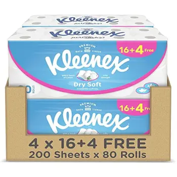 كلينكس ورق حمام تجفيف ناعم ٢ طبقة، ٨٠ رول 1علبة