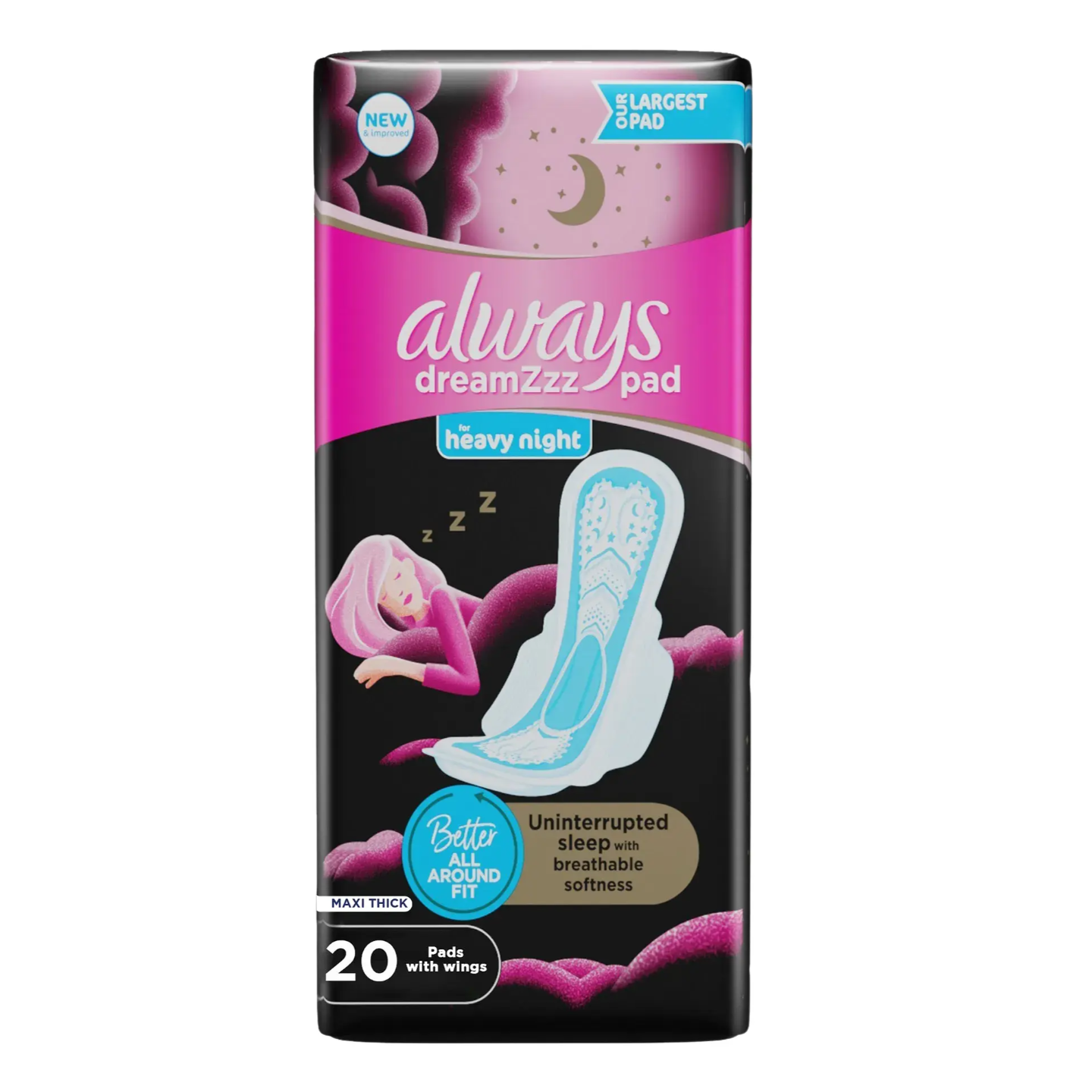 Buy Always Dream Pad Maxi Thick Nightlong XXL 20 Pieces in Saudi Arabia | HungerStation Buy Always Dream Pad Maxi Thick Nightlong XXL 20 Pieces in Saudi Arabia | HungerStation