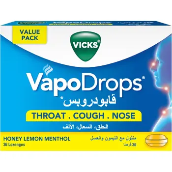 Vicks Honey Lemon VapoDrops Lozenges 16 Count