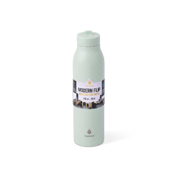 Manna Modern Flip Durable Stainless Steel Water Bottle Green 20Oz