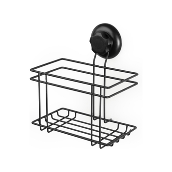 Compactor Bestlock Suction Cup Wall Mounted Bathroom Storage Basket Black 20.3×18.5×13.2Cm