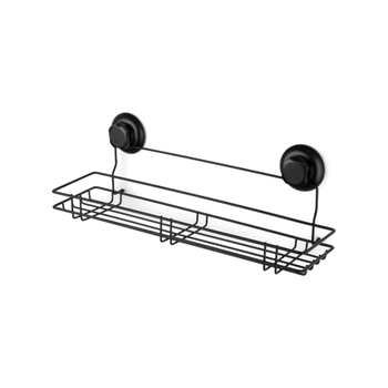 Compactor Bestlock Suction Cup Wall Mounted Bathroom Storage Shelf Black 12×45.5×14.1Cm