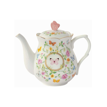 ايزي لايف إبريق شاي بورسلين مع صندوق بنقشة فراشات راقصة ألوان متعددة 900مل